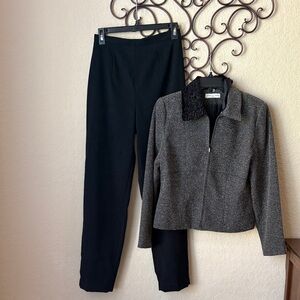 Amanda Smith Black/Beige Pantsuit with removable collar